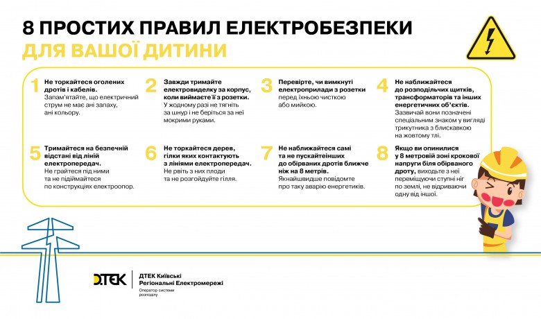 DTEK Kyiv Regional Grids recalls 8 simple rules of electrical safety for children