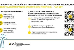 Convenient quick services for the DTEK Kyiv Regional Grids customers in Viber and Telegram messengers