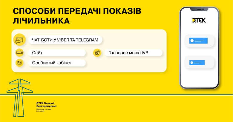 Submitting meter readings is quick and easy via DTEK Odessa Grids Viber and Telegram chatbot